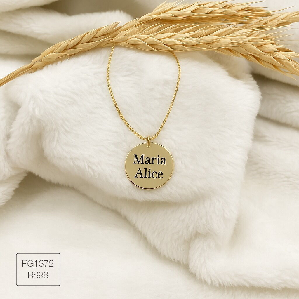 Pingente Redondo 18mm (G) Liso Dourado